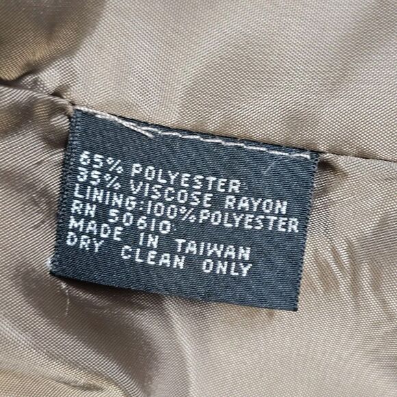 Kasper Blazer Jacket 6 Taupe Double Breasted Structured Pocket Square Vintage - Picture 8 of 13